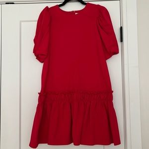 English factory red puff sleeve mini dress